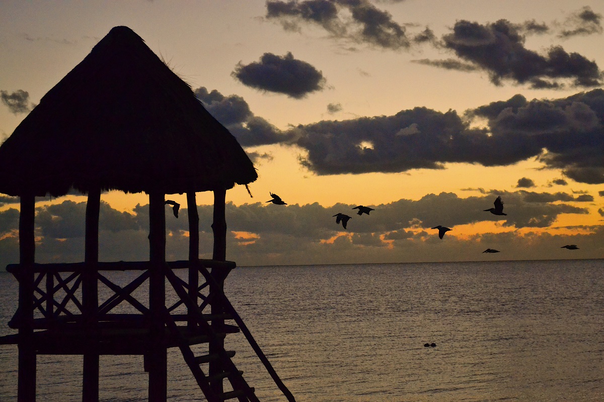 A sunrise on a Cancun beach