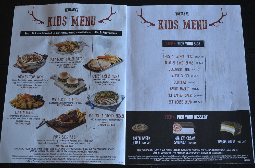 Montanas menu store