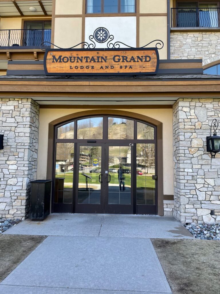 Entrance to Mountain Grand Lodge and Spa.
