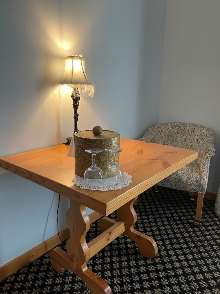 Desk area on room at Boyne Mountain, Michigan.