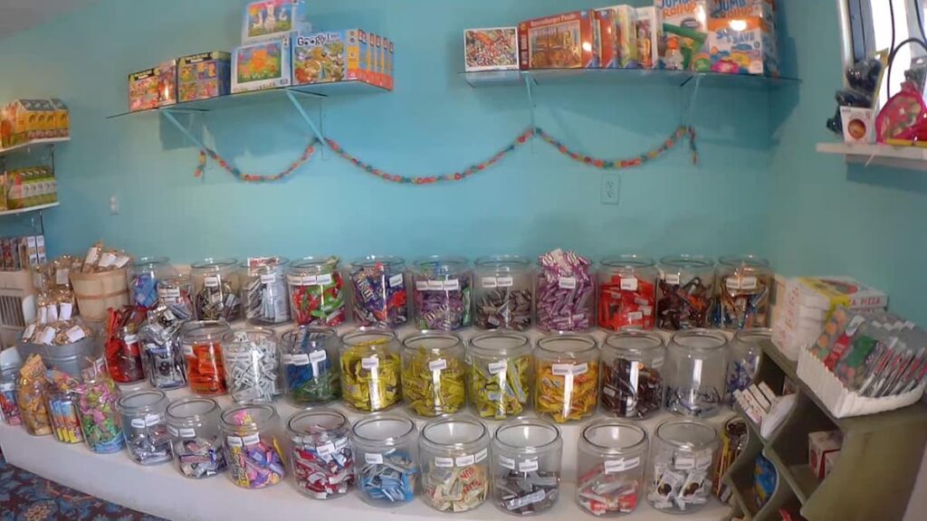 Spielladen Toys and Candy Shop in the pedestrian village at Boyne Mountain Resort.