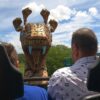 Family coaster at Busch Gardens Tampa. Giant snake head on Cobra's Curse roller coaster.